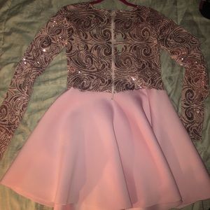 Dresses - Pink half sequins material dress Dresses - Pink half sequins material dress